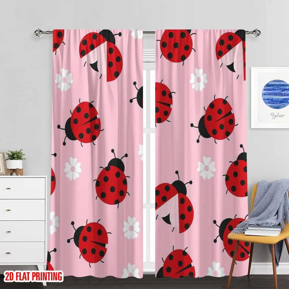 2 قطعة ، 2D طائرة الطباعة نمط الستائر الخنفساء موكب البوليستر سهلة التركيب (بدون قضيب) الهدايا Ldeal لغرفة النوم غرفة المعيشة