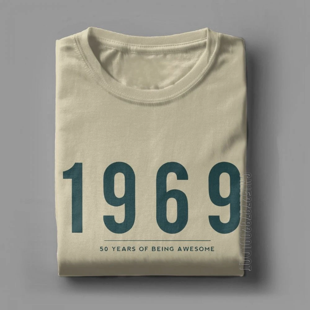 50th Birthday T-Shirt Gift 1969 50 Years Of Being Awesome Man\'s T Shirt Novelty Purified Cotton Short Sleeved Basic Tees Clothes