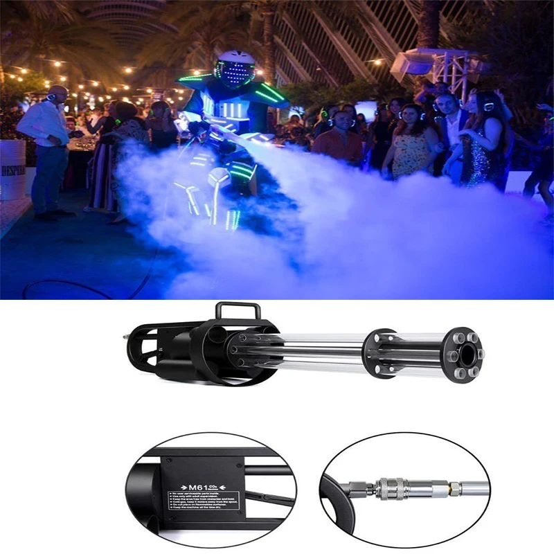 Rotate LED CO2 Gun RGB Jet Cannon Six Eyes CO2 Cryo Machine Special Effect Jet Gatling Gun For DJ Disco