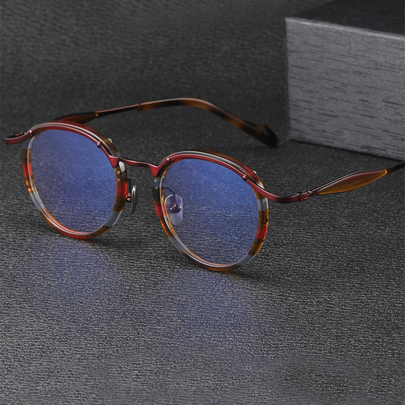 

Top Quality Retro Round Glasses Frame for Men Ultralight Trendy Circle Eyeglasses Women Handmade Vintage Titanium Eyewear