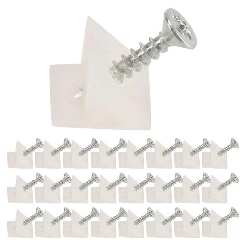 A93E-White Plastic Drawer Bottom Sagging Repair Fixing Mending Wedges With Screws For Furniture 50Piece