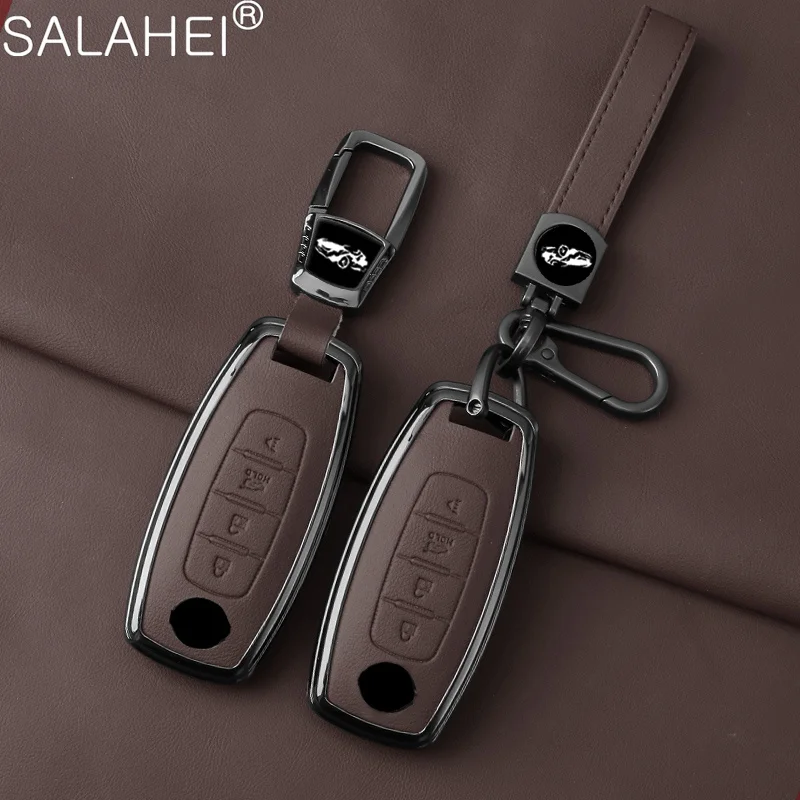 

4 Button Remote Car Shell For Nissan X-trail T33 Qashqai J12 Teana Altima Ariya 2022 2023 Leather Key Case Cover Holder Keychain