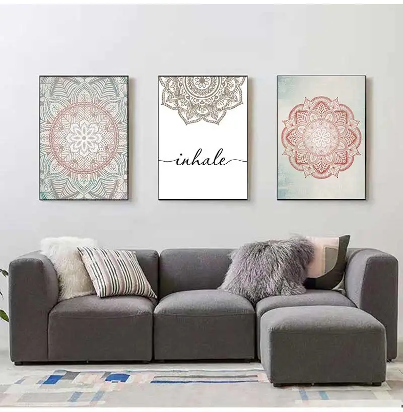 Modern Abstract Pattern Canvas Painting Bohemian Mandala Flower Beige Painting Wall Art Nordic Home Decoration Accessories Gifts