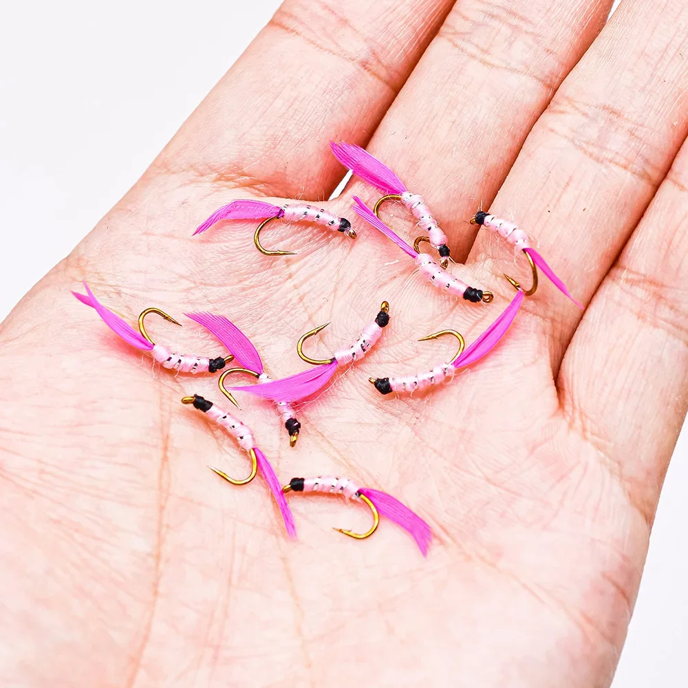 MNFT Moscas Secas Mayfly - Patrón cebra, rosa y plata brillante - imagen 4