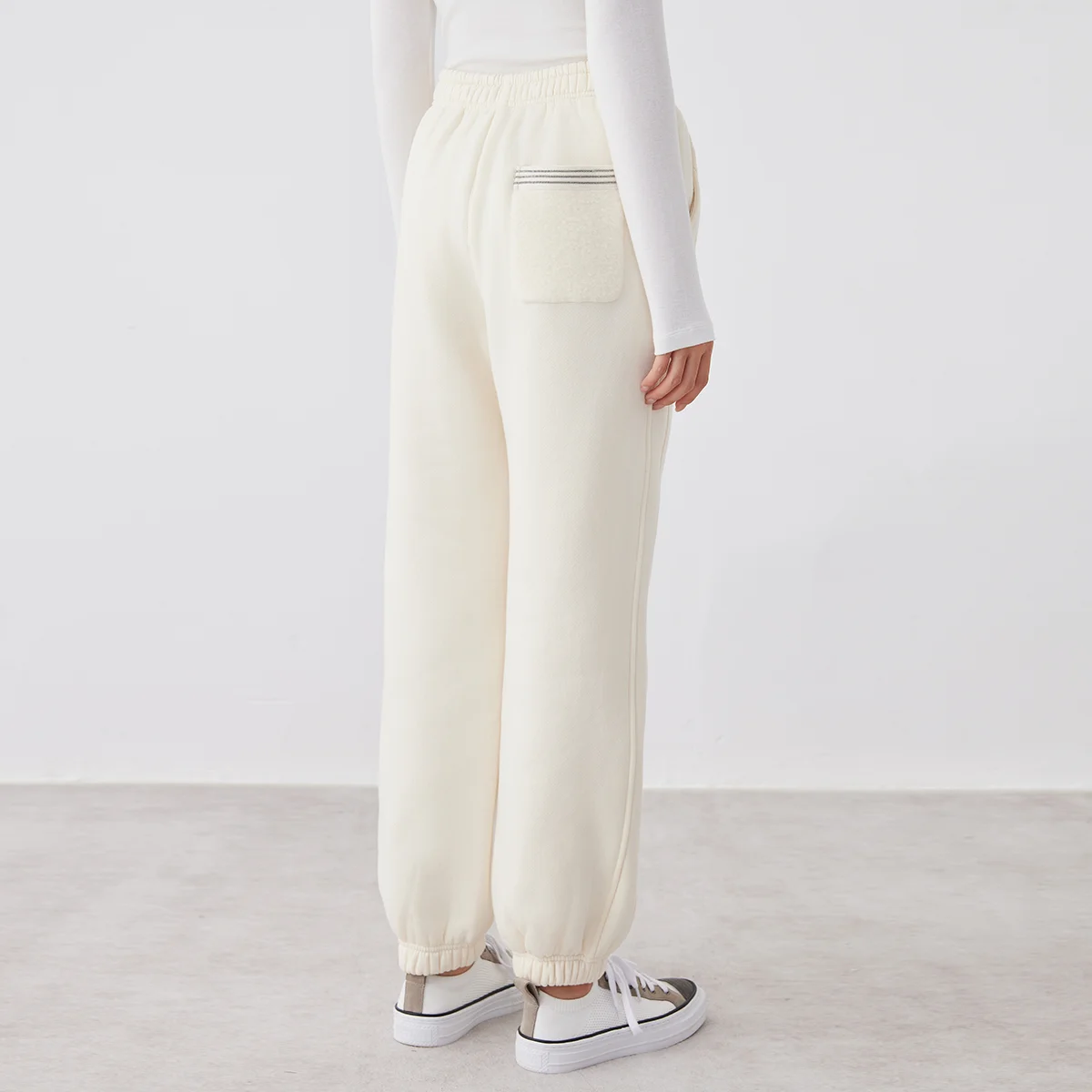 K2708W High Quality Luxury Women\'s Clothing 66% Long Staple Cotton 25% Australian Wool Casual Pants Ladies Trousers
