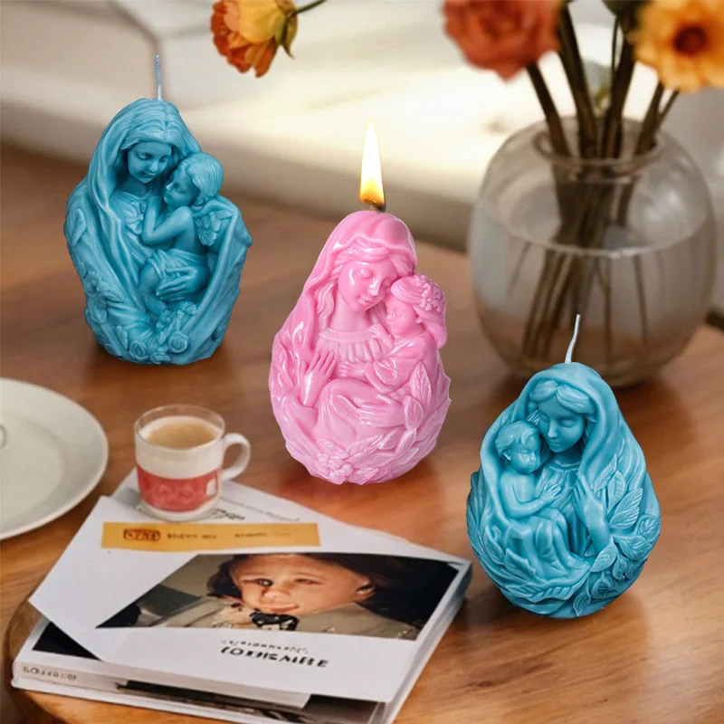 

Mother and Child Scented Candle Silicone Mold Portrait Thanksgiving Candle Pendulum Mould