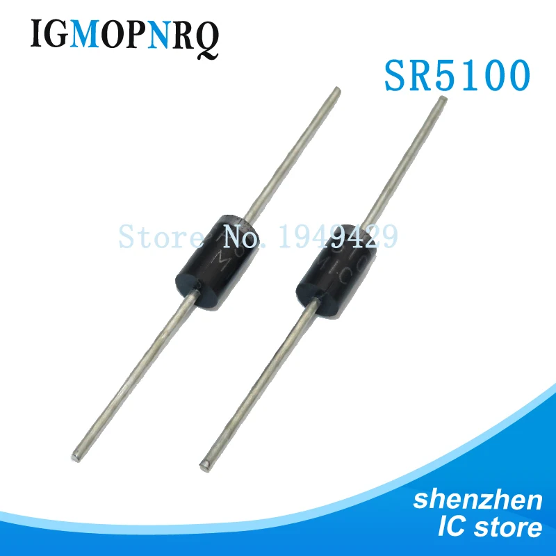 20PCS/Lot SR5100 SB5100 5A/100V DO -27 SB5100 Schottky Diode New