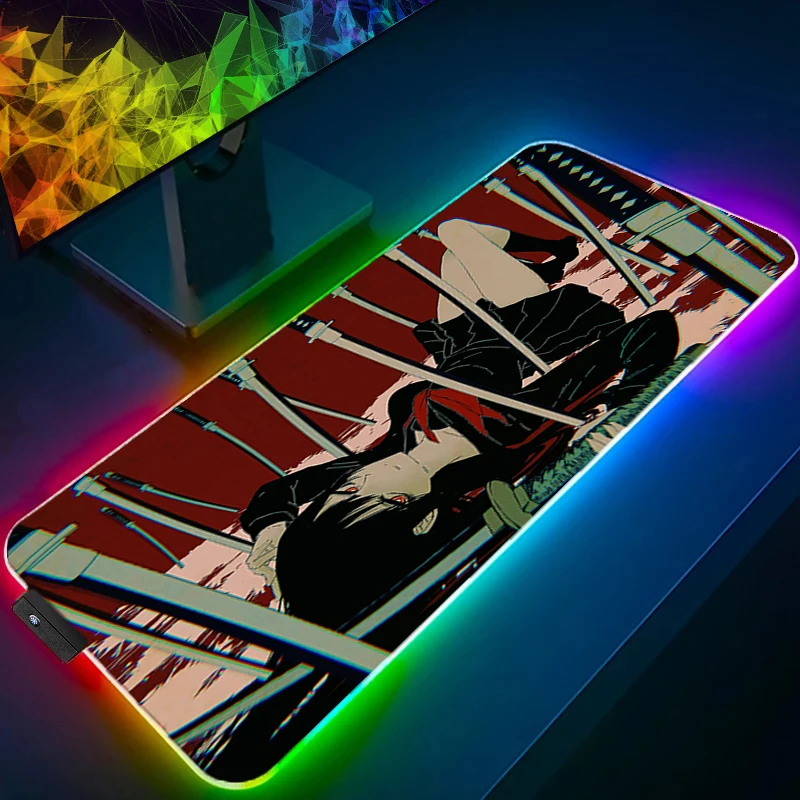 

RGB Mouse Pad Anime Girls illustration Anime Gaming Accessories Mouse pad LED Completo Computer Keyboard Desk Mat Varmilo Table