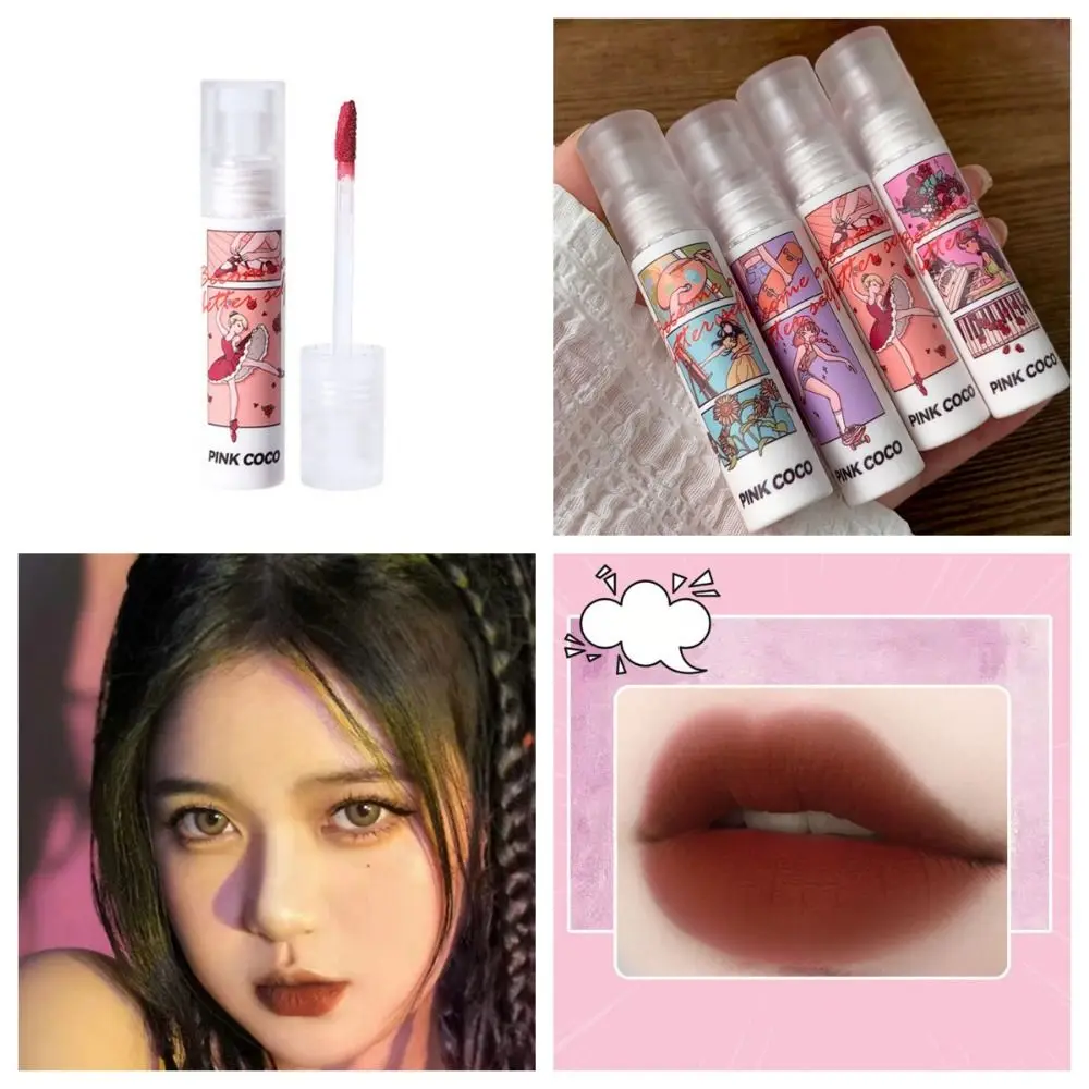 Long Lasting Comic Girl Lip Gloss Durable Natural Ingredients Matte Misty Velvet Lipstick Skin-friendly Waterproof