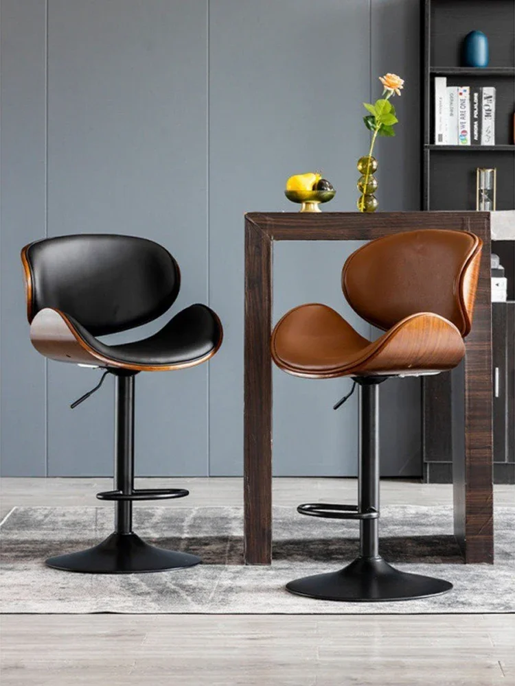 

Rotating Bar Chairs Leather Chairs Modern Bar Stool with Backrest High Kitchen Stools Minimalism Chair Luxury Canteen Furniture