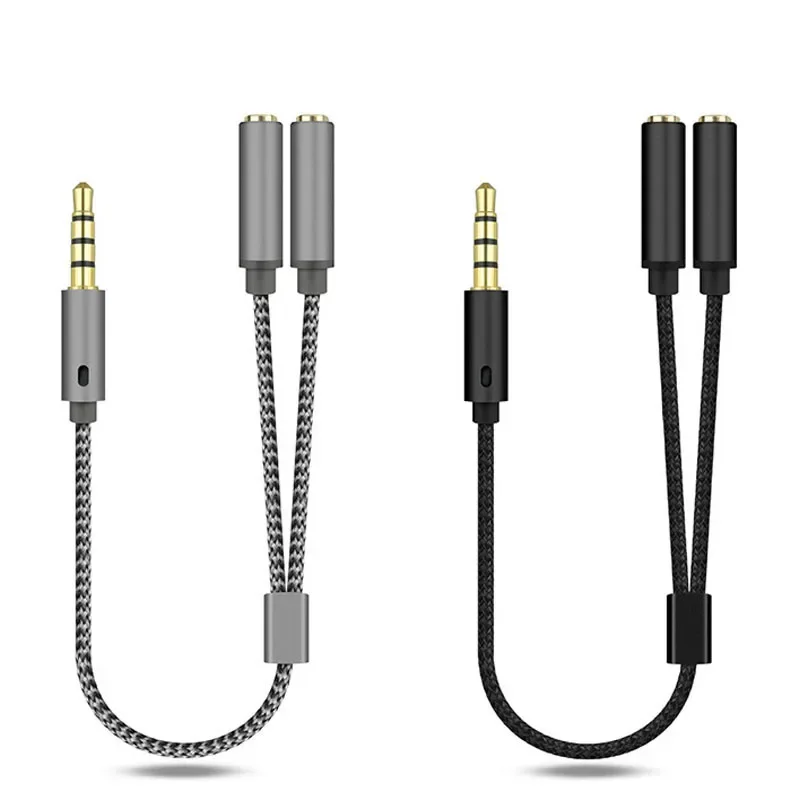 1PCS 3.5mm Audio Splitter Y Jack 1 Male to 2 Female M/F 3.5mm Stereo Earphone Connector Adapter Earphone Accessories