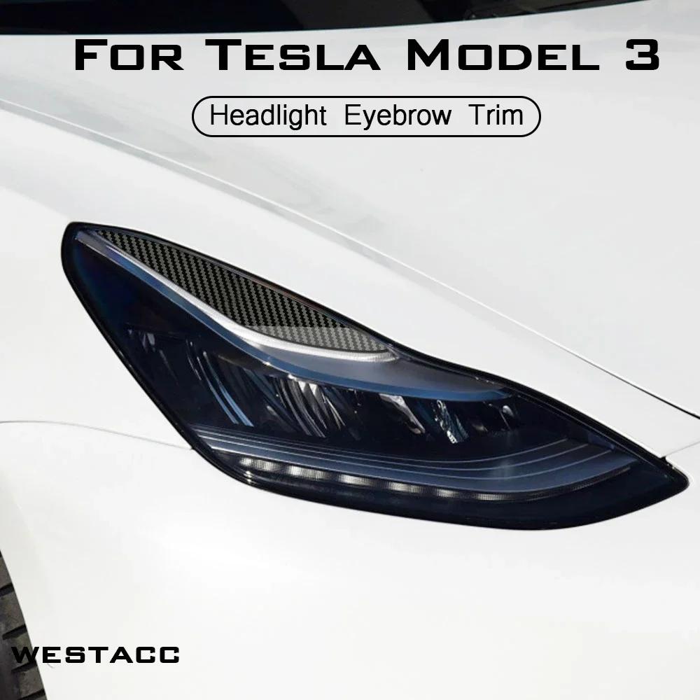 2 szt. reflektor samochodowy przednia lampa naklejka na brwi dekoracja powieki tapicerka dla Tesla Model 3 2016 - 2021 akcesoria do stylizacji