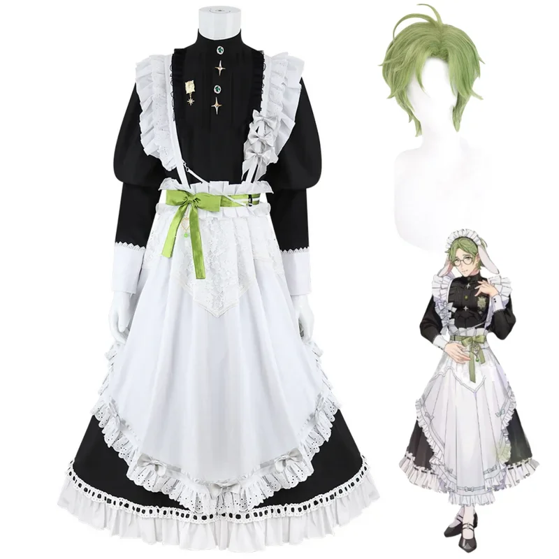 Fc6anime gioco donna: parrucca costume cosplay di carnevale olivina nero verde vestito da cameriera Lolita gonna uomo donna sexy Natale Hallowe @