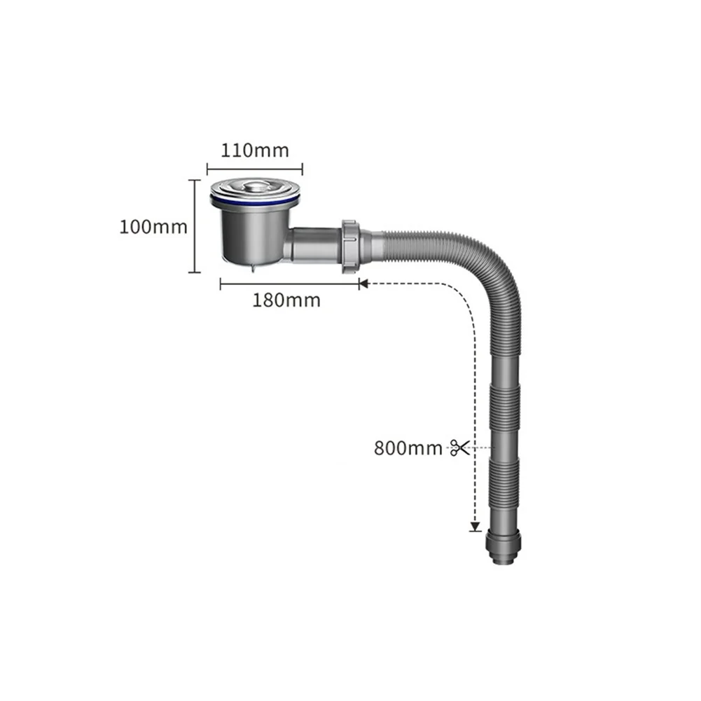 Pull Up Sink Drainer Stainless Steel Single Basin Type with Automatic Valve and Stainless Steel Basket for 40/50/75mm