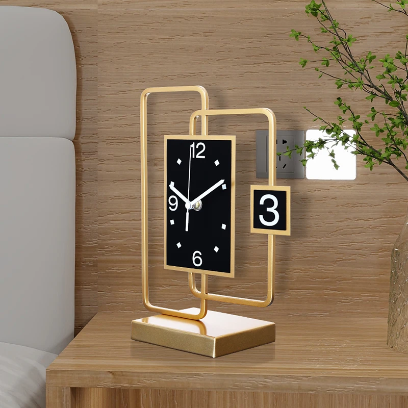 Factory Direct 2026 Desktop Clock Living Room Ornament Home Fashion Desktop Pendulum Simple Sitting Clock Display