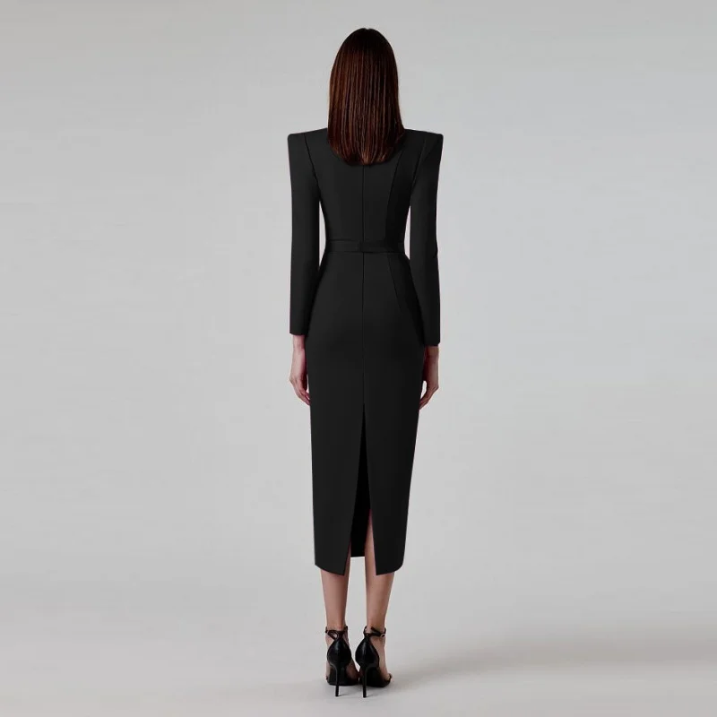 Europejska i amerykańska moda damska jesień-zima, elegancka sukienka bodycon, sweter, długa sukienka zimowa damska.