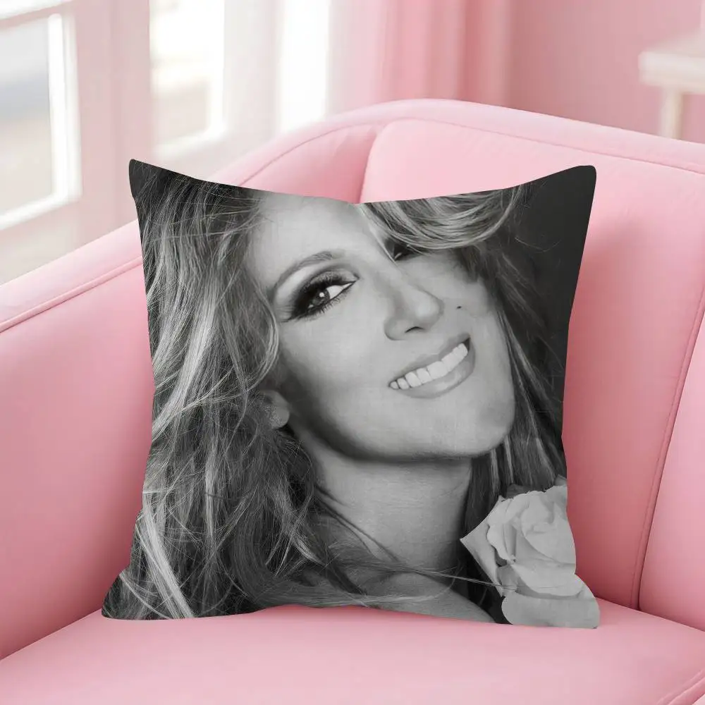 Celine Dion Schwarz-weißer, doppelseitig bedruckter Kissenbezug, kurzer Plüsch, geeignet für Wohnzimmer, Schlafzimmer, Dekokissenbezug – Detail 7