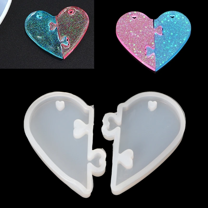 Heart Lock Silicone Molds Puzzle Epoxy Pendant Molds Silicone Resin Molds Dropship