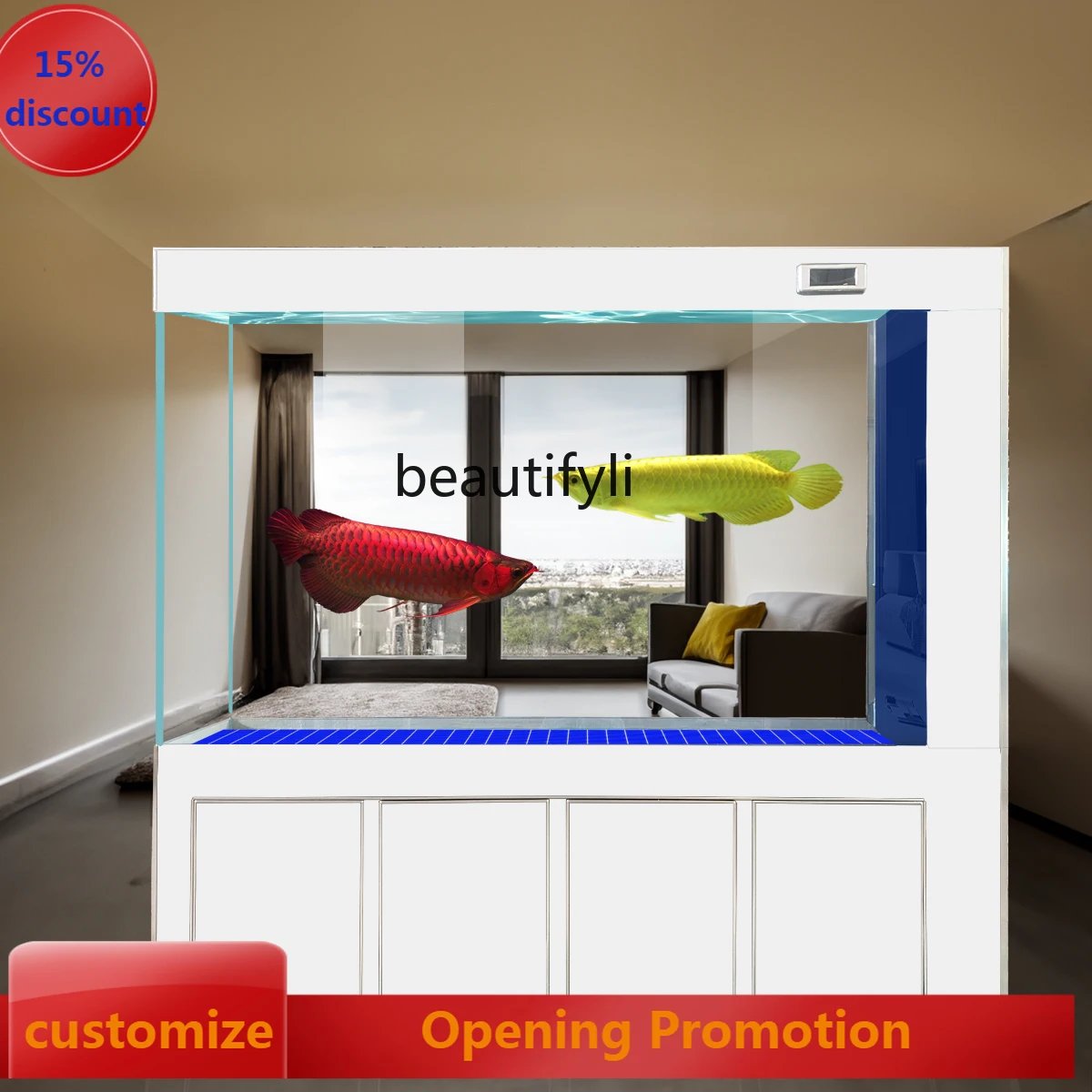 

Super White Glass Fish Tank Living Room Large Floor Household Entrance Ecological Pot Bottom Filter Tank Aquarium