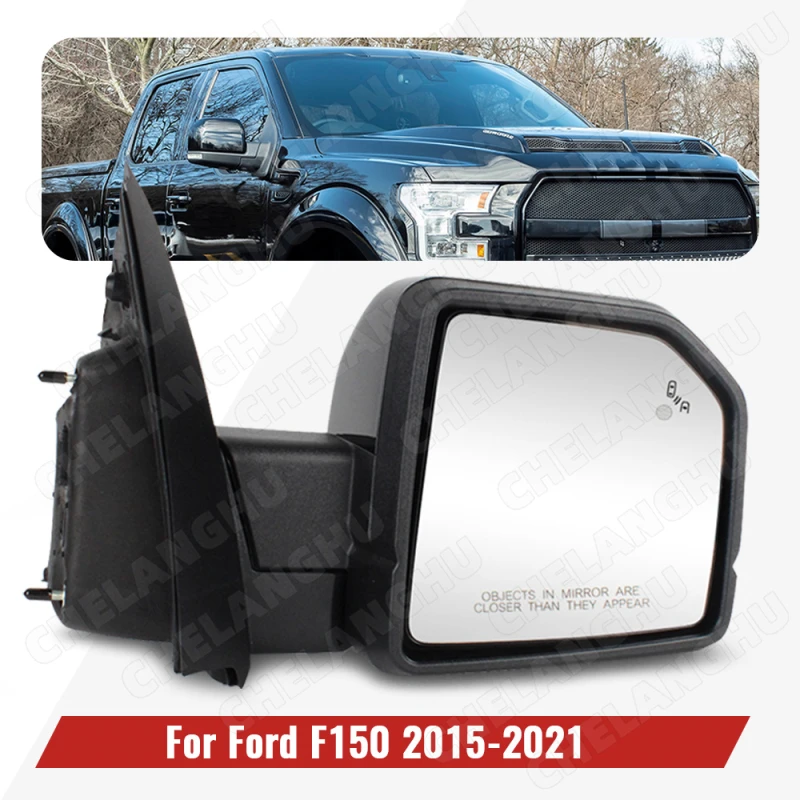 1Pc Right 16 Pin Reversing Mirror For For Ford F150 2015 2016 2017 2018 2019 2020 2021 Rear Mirror Assembly Turn Lamp Black