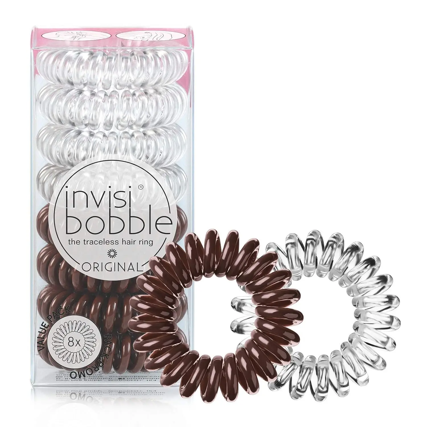 

8 Pack Spiral Hair Ties, Invisible Elastic Coils for Women & Girls, Non-Soaking, Strong Hold for Thick Hair