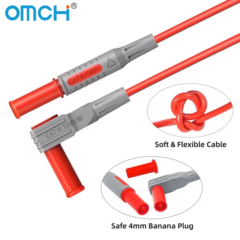 OMCH P1308B 18pcs Multimeter Test Leads Kit with Replaceable Needles Alligator Clips 4mm Banana Plug to Test Hook Clips Set