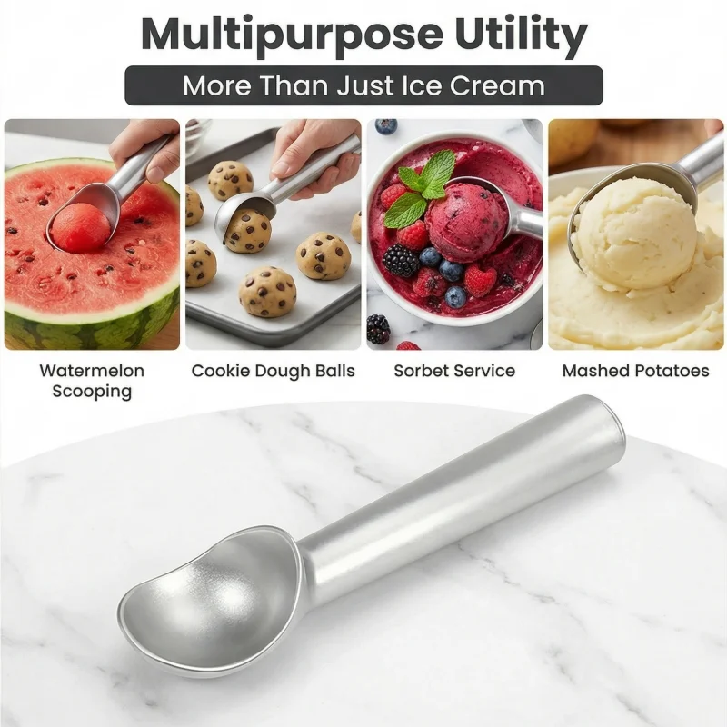 Stainless Steel Ice Cream Scoop, Nonstick Ice Cream Scoop for Frozen Yogurt, Cookie Dough, Fruit Ball Digger
