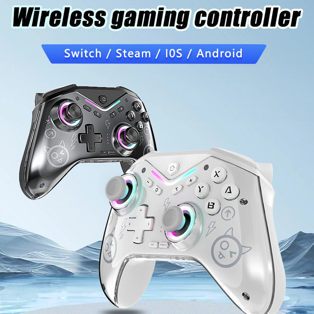 CM-619 Wireless Controller Supports IOS/Android/PC/Switch2, Dual Motor Gamepad with Dazzling Light and Program Buttons