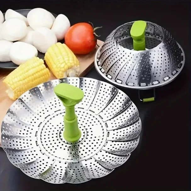 

1pc Stainless Steel Lotus Steaming Tray Foldable Food Steamer For Cooking Fish Seafood Bread And Vegetables Kitchen Cookware