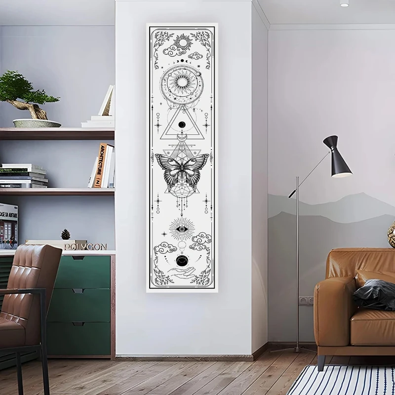 VIKAMA Sun Moon Butterfly Tarot Vertical Tapestry Bohemian Mystic Witchy Wall Hanging for Bedroom Home Decor