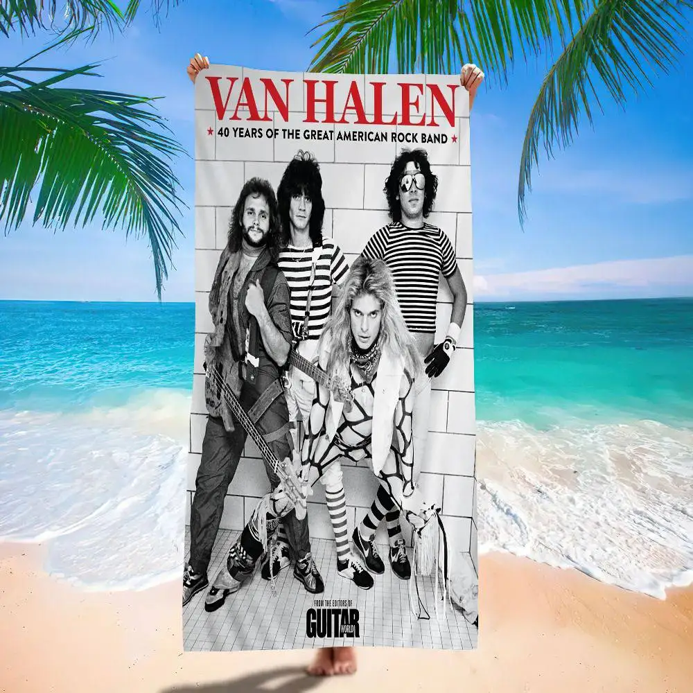 Vintage Band Eddie Van Halen Bath Towel Microfiber Soft Water Absorbing Breathable For Girl Kids Decorative Cartoon Beach Towel