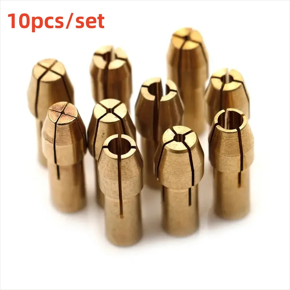 Conjunto de 10 Adaptadores de Mandril para Mini Furadeiras 0.5mm-3.2mm, Mandril de Latão Micro Collet para Ferramentas Rotativas Elétricas