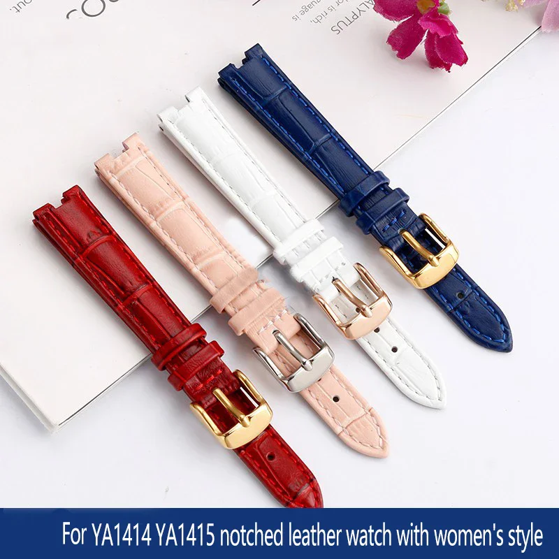 Women's cowhide Watch Strap Matching For G-C YA1414 YA1415 Genuine Leather Watch band Accessory Men‘s Notched Bracelet 12mm 14mm