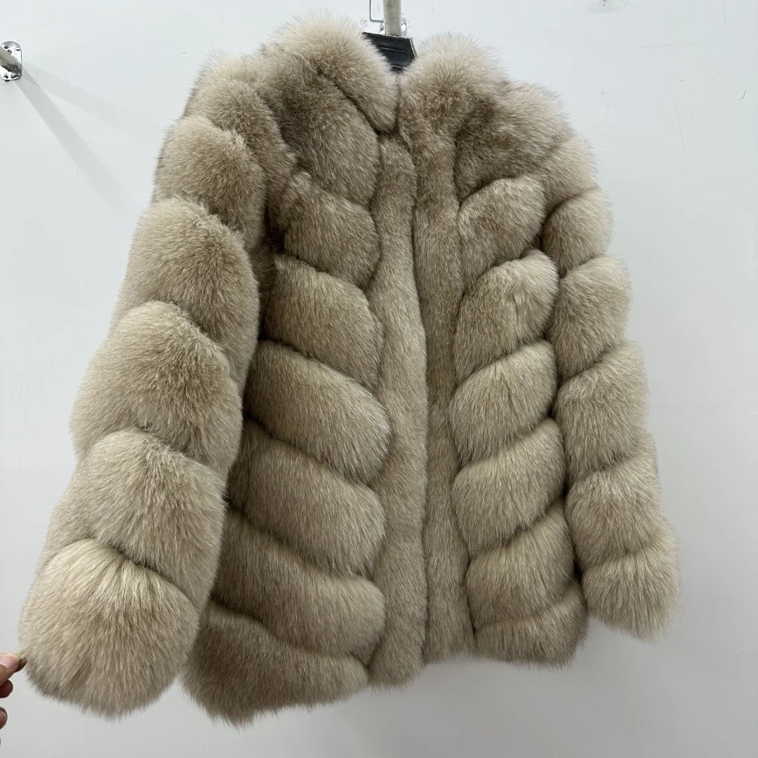 Women's Jacket Super Furry Real Fox Fur Coat Fur Jacket Luxurious Fox Fur Warm Real fox fur coat 67CM Lenght