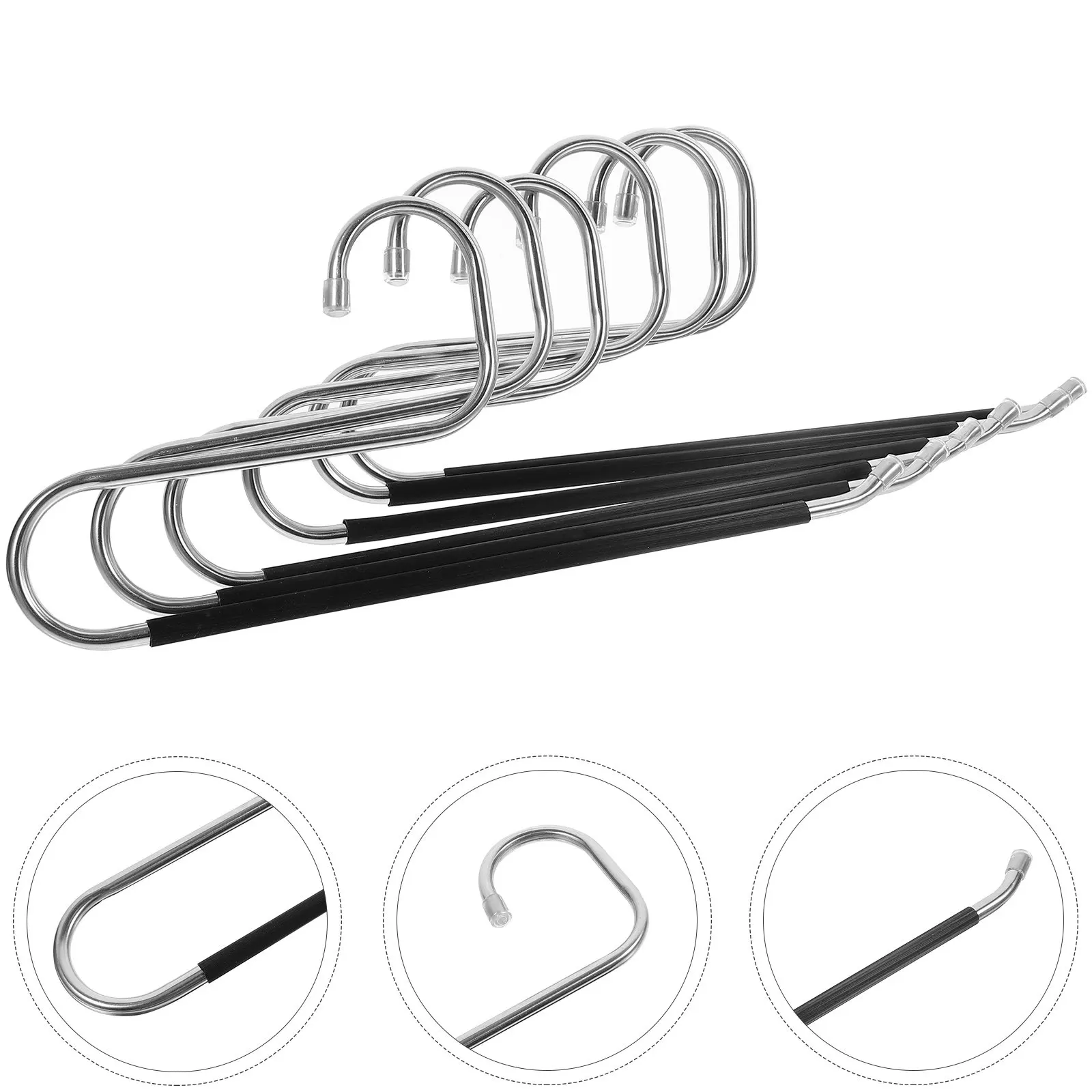 

Набор из 6 вешалок для брюк из нержавеющей стали, сверхпрочные, с открытыми концами, экономящие место, для организации гардероба, без заломов, для брюк и шарфов