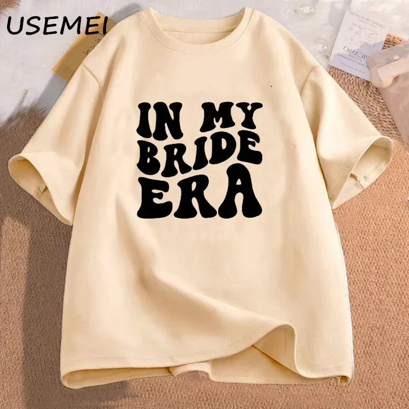 In My Bride Era T-shirts Engagement Bachelorette Trendy Tshirt Cotton Short Sleeve Female Clothing Vintage Bride Party Tee Shirt