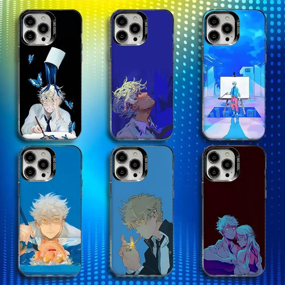 

B-Blue P-Period Anime Phone Case For iPhone 17,16,15,14,13,12,X,8,Pro,Max,Plus,E,SE4,Air,Mini IMD Matte Black