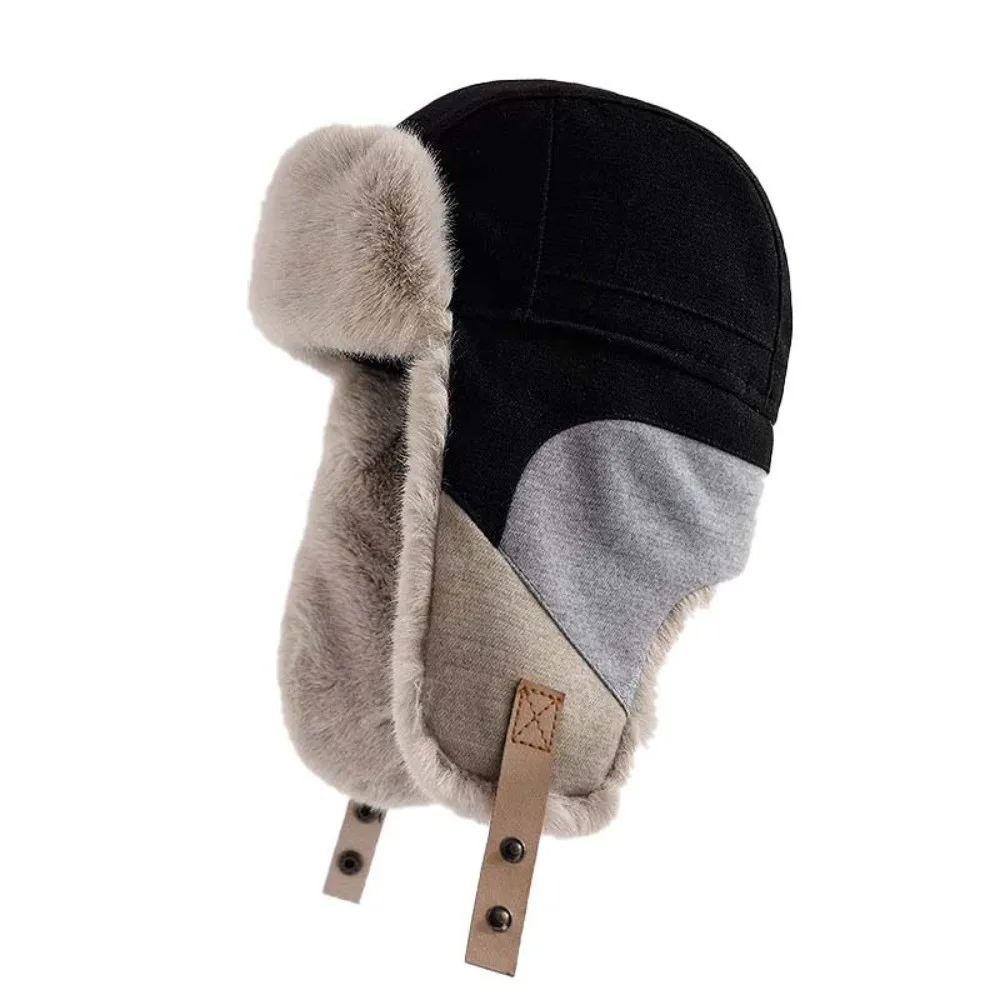 Color Block Winter Trapper Hat Fleece Lined Thick Thermal Windproof Winter Hat Ear Flap Wind Resistant Warm Earflap Cap