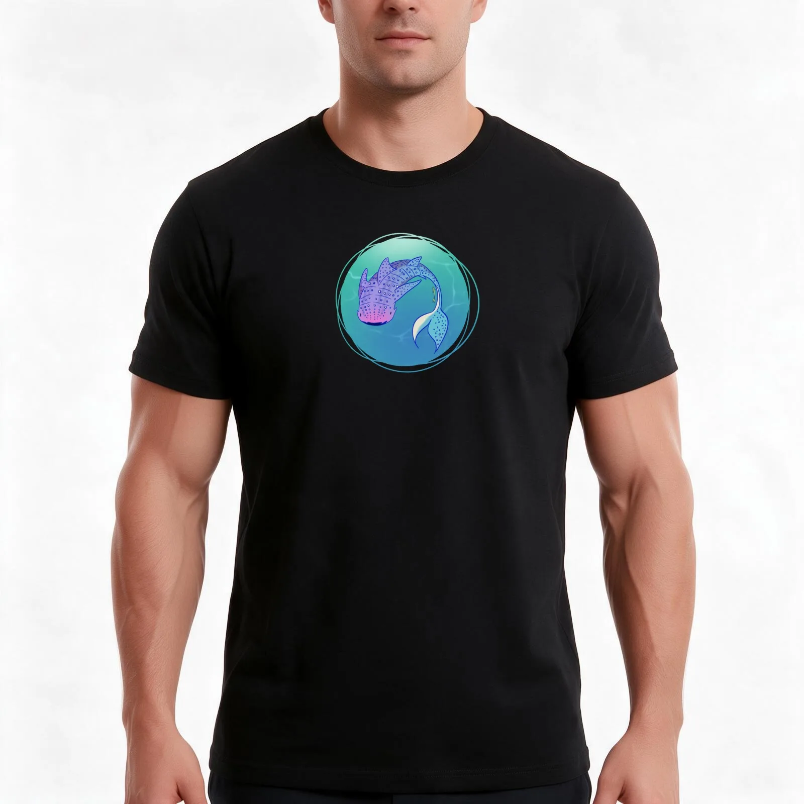 berry bowl whale shark T-Shirt, Summer Casual Cotton Tee, Oversized Streetwear Tops, Vintage Graphic Print, Unisex Men Women