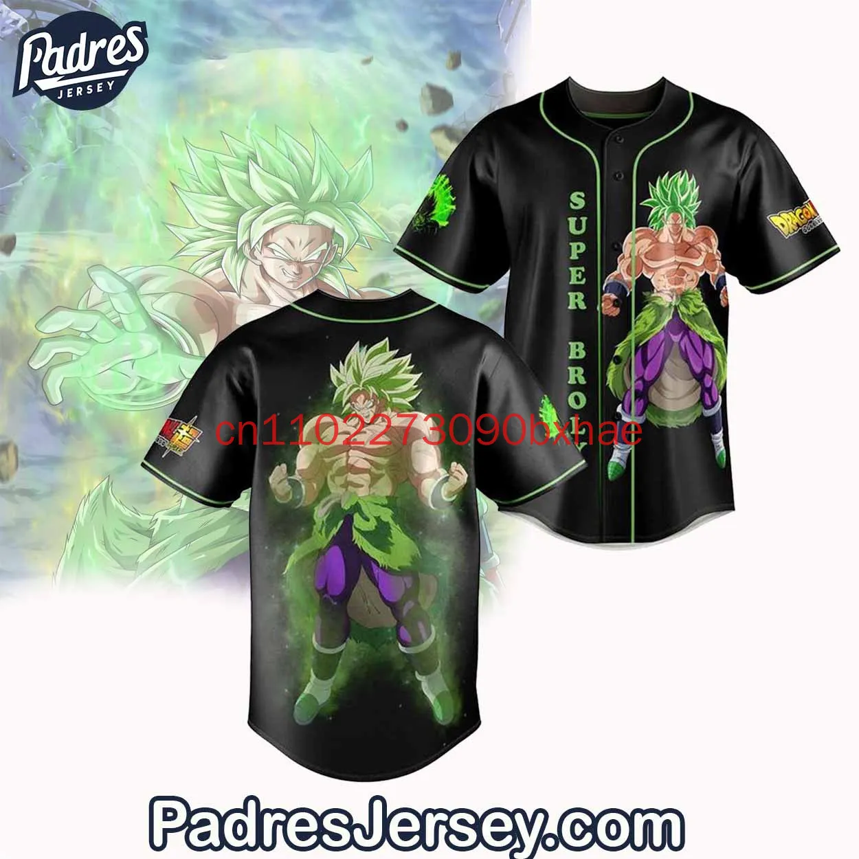 

Super Broly Dragon Ball Anime Baseball Jersey For Women Men 3D Print Trendy fashion short sleeved T-shirt