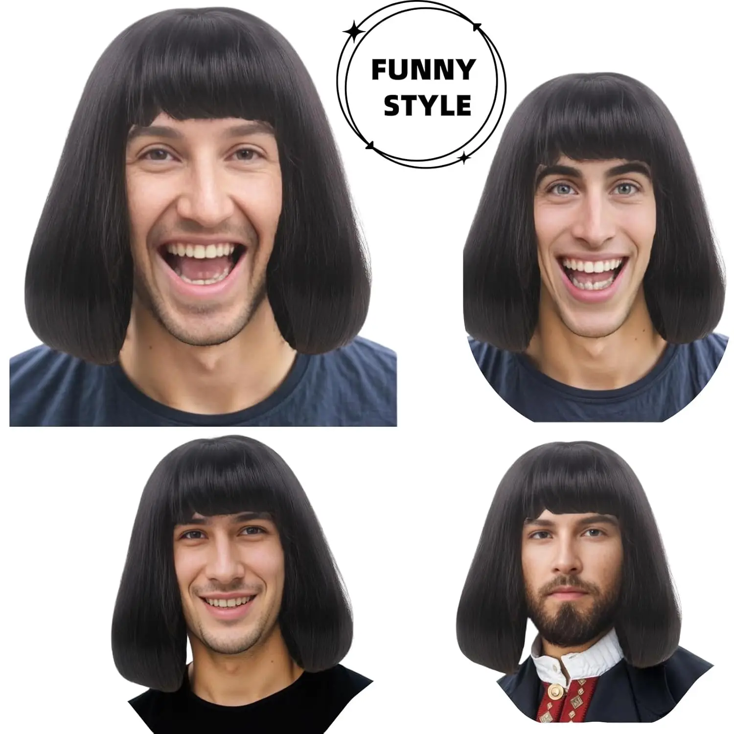 Wild Men's Wig Black Short Bob with Wolf Tail The Perfect Choice for Parties Cosplay Anime and All Occasions