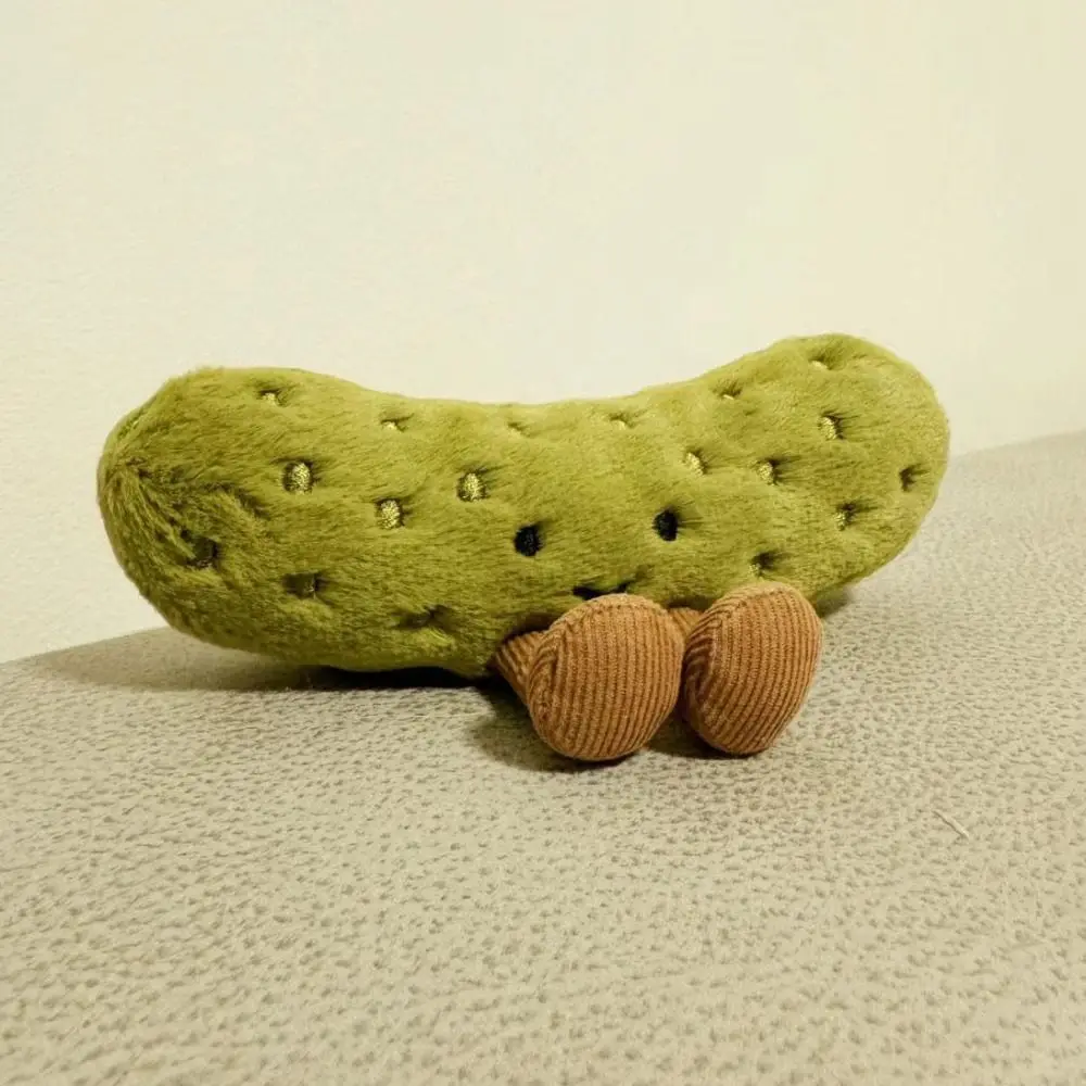 Cute Plush Pickled Cucumber Toy with Legs Soft Cartoon Doll Kawaii Green Pickled Plush Toy Children's Room Decoration