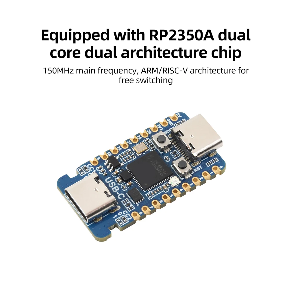 RP2350-USB-C Mini Development Board for Raspberry Pi Dual Core Microcontroller Board with Dual USB-C (Male/Female) Connectors