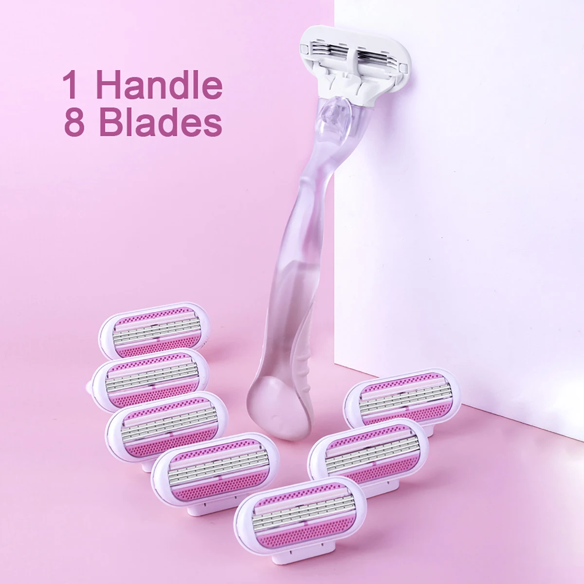 1 مقبض 8 شفرات ماكينة حلاقة للسيدات قابلة للاستبدال عبوات شعر الجسم أداة إزالة ماكينة حلاقة عالية الجودة