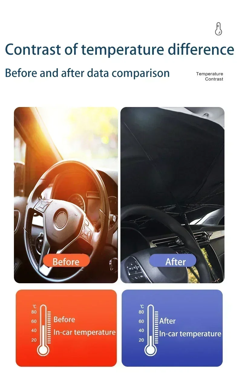 Auto-Sonnenschutz für die Frontscheibe, Sonnenschutz und Wärmeisolierung, Auto-Vorhang, Schutzabdeckung, faltbar, Produkte für den Autoinnenraum, Amagi – Detail 1