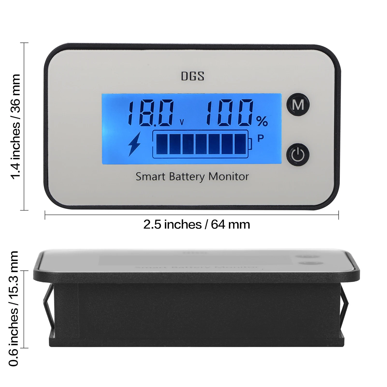 IPX7 Battery Capacity Monitor,DC 7-100V Battery Percentage Voltage Tester  12V 24V 36V 48V LCD Display Car Vehicle Marine RV Bat