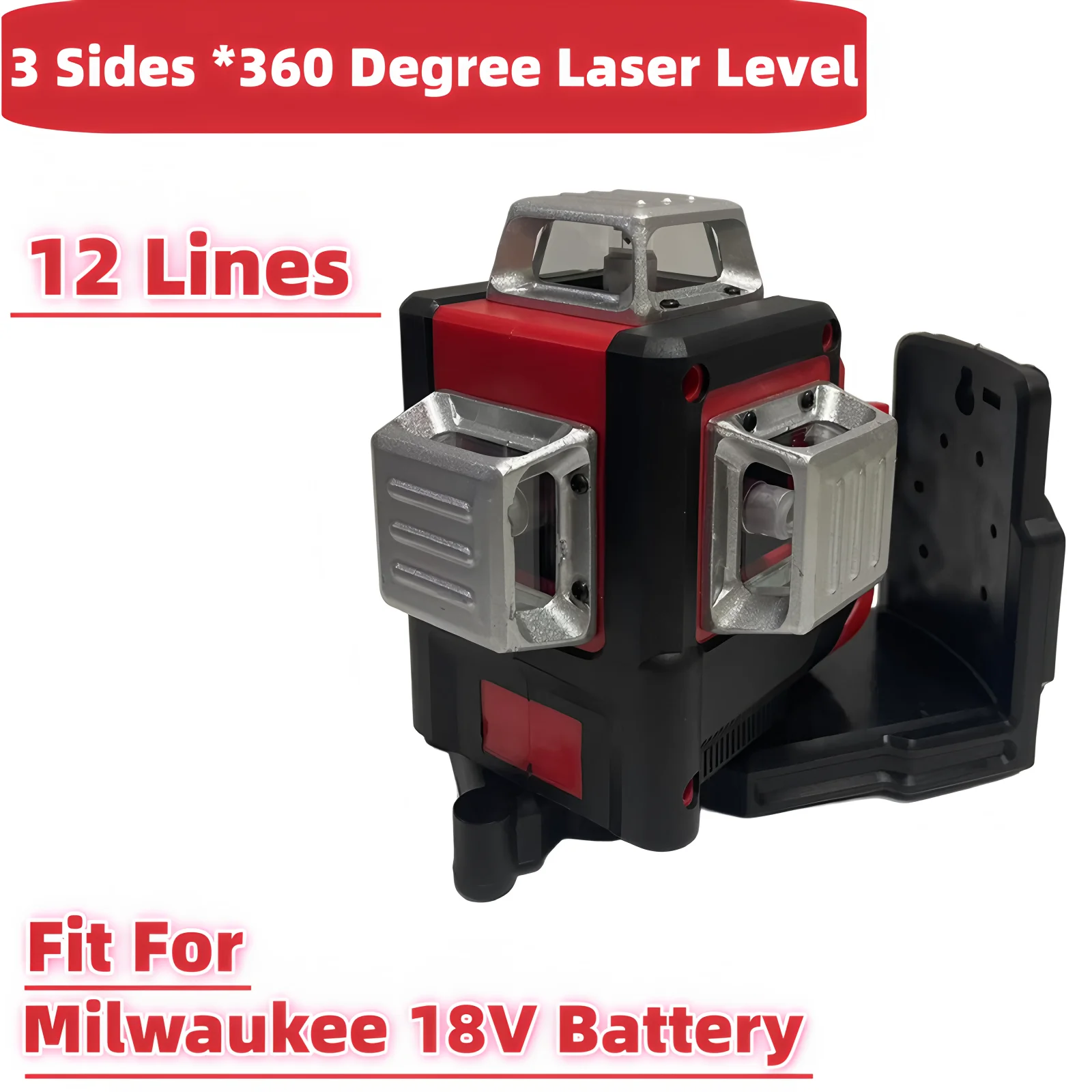 

Laser Level 12 Lines 3 Sides*360 Degree Horizontal & Vertical Beams Meter Self-Leveling Laser Tools For Milwaukee 18V Battery