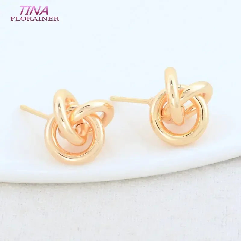 4PCS 12MM 24K Gold Color Plated Brass Warp Shaped Stud Earrings High Quality Diy DIY Jewelry Making Finding Accessories