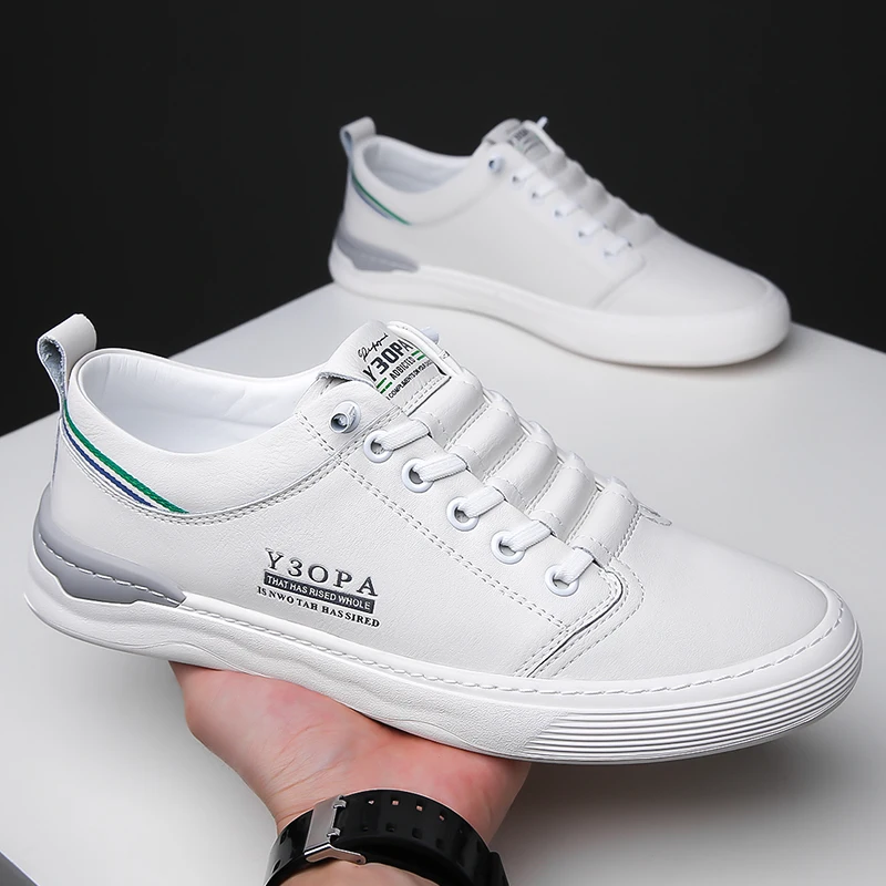 

Men's Autumn New Arrival Black Leather Shoes - Breathable Thick-Sole Stylish Sneakers, Casual & Sporty, Versatile & Lightweight