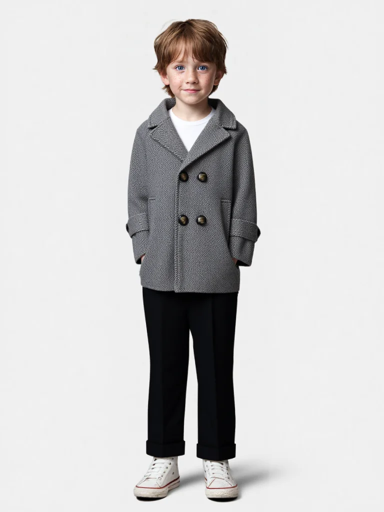 

Школьная детская ветрозащитная уличная куртка От 3 до 11 лет для мальчиков и девочек в стиле ретро, плотное теплое зимнее шерстяное пальто, детское шерстяное пальто для фотосъемки